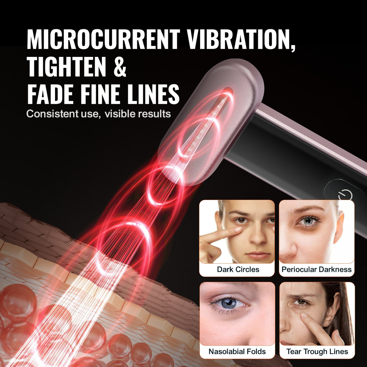 Professional 3-in-1 LED Red Light Therapy Wand for Face and Neck with Heating and Vibrating Massage Features, Portable Beauty Device