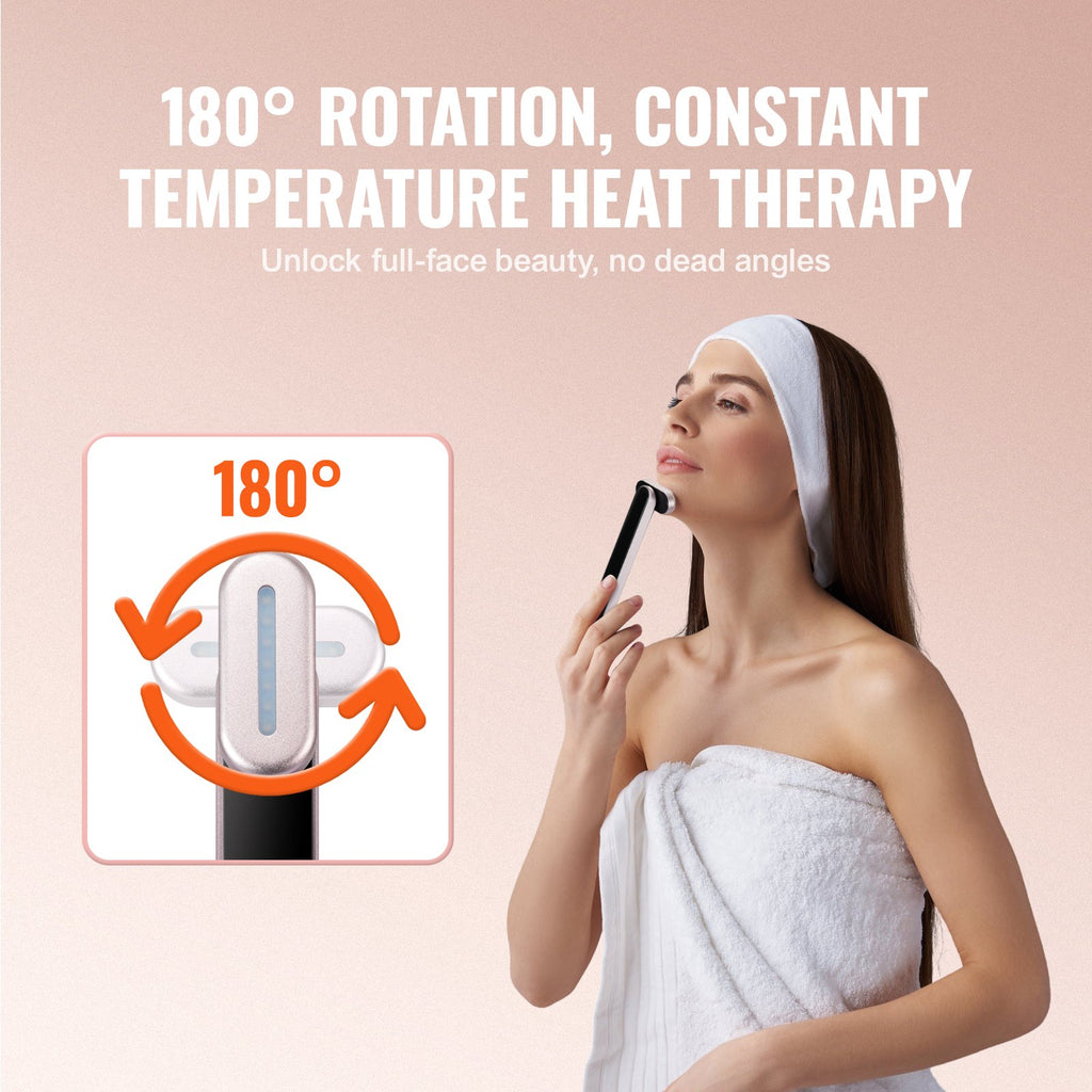 Professional 3-in-1 LED Red Light Therapy Wand for Face and Neck with Heating and Vibrating Massage Features, Portable Beauty Device