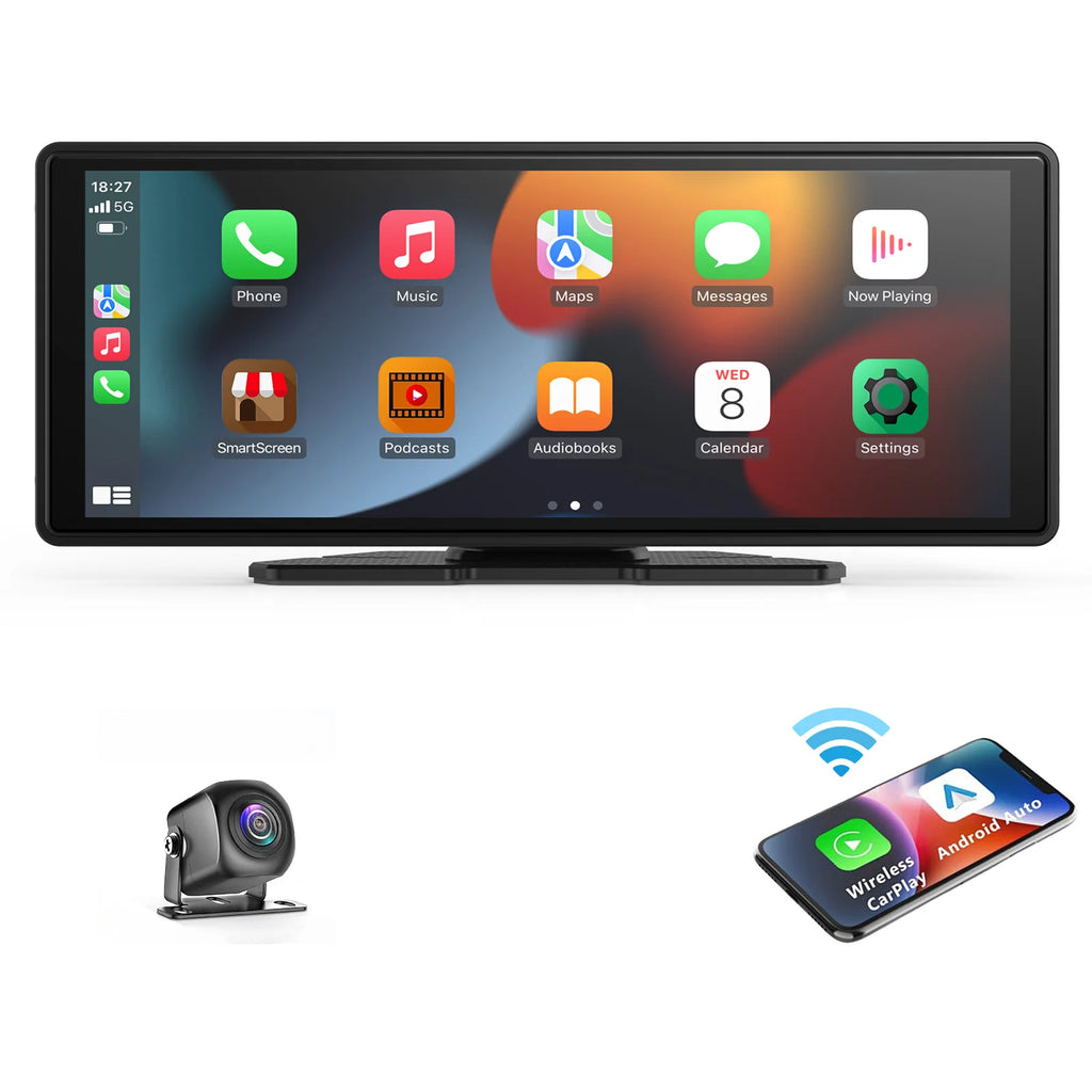 Universal Wireless CarPlay and Android Auto Touchscreen Display for Vehicles