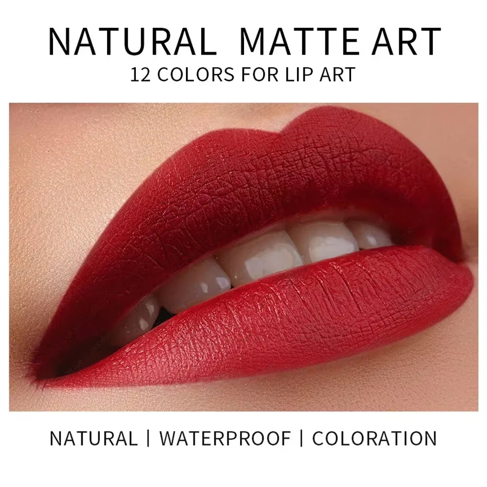 12-Color Natural Matte Lipstick Pencil - Waterproof Silk Lip Glaze for Long-Lasting, Non-Stick Cup Lip Tint